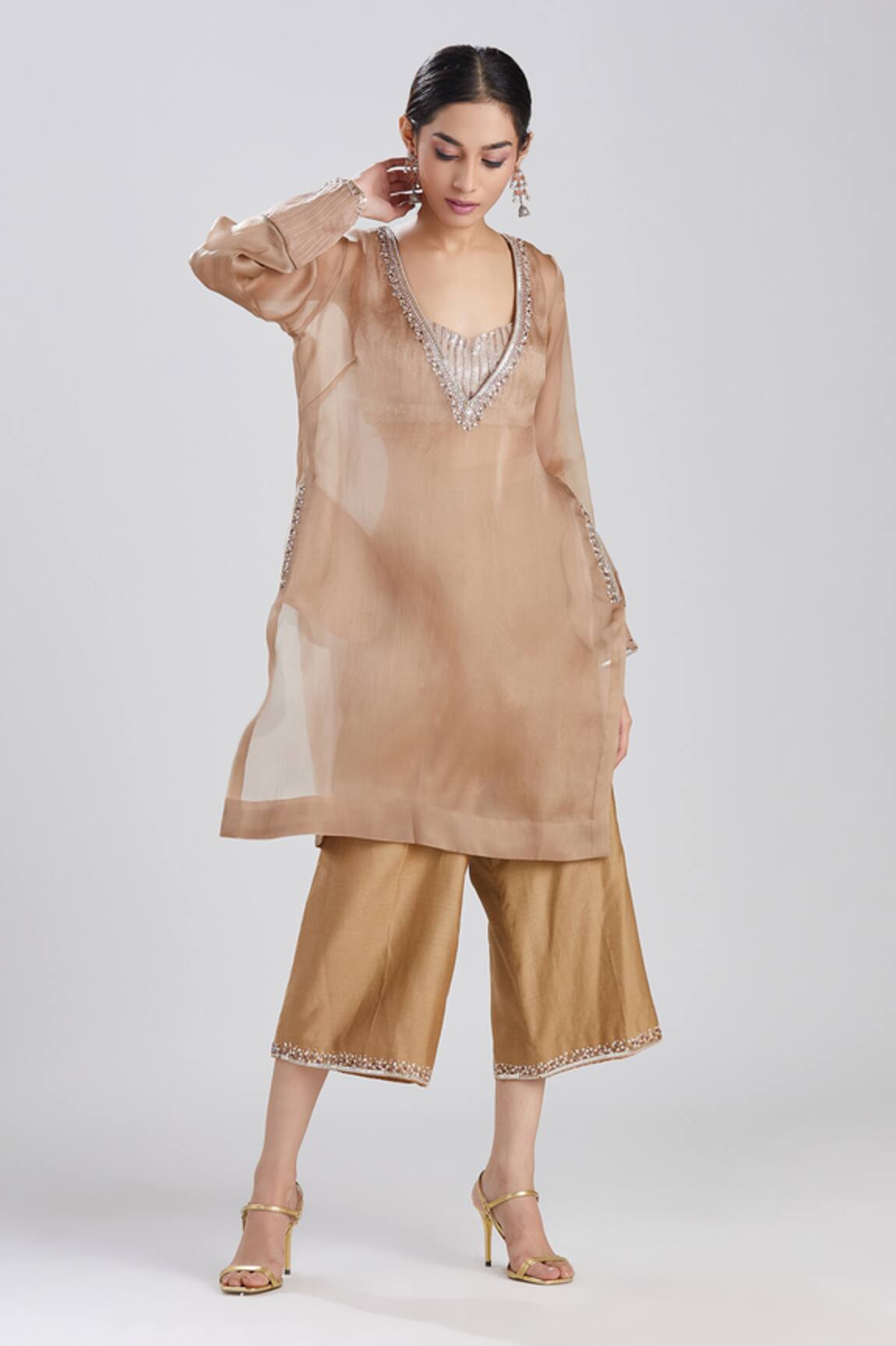 Megha Bansal Aarzoo Neckline Embroidered Kurta & Culotte Set 