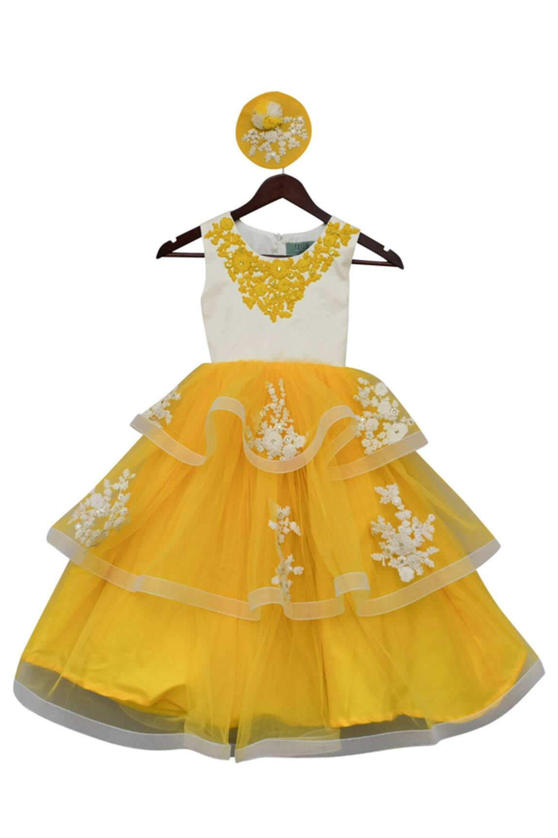 Fayon Kids Floral Embroidered Layered Gown