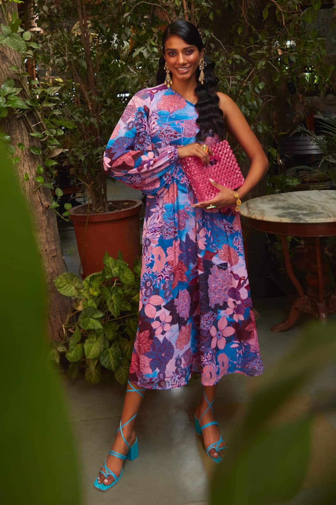 Ankita Dharman Sangria One Shoulder Georgette Dress