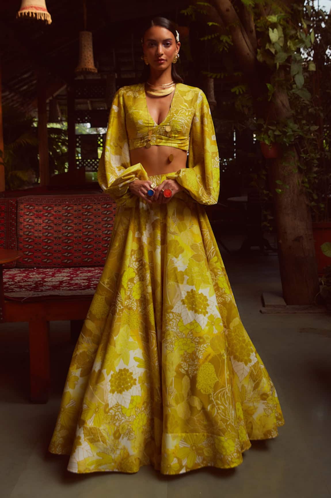 Multicolor - Floral Print - Lehenga Choli Online: Latest Indian Lehenga/ Ghagra In Stunning Designs at Utsav Fashion