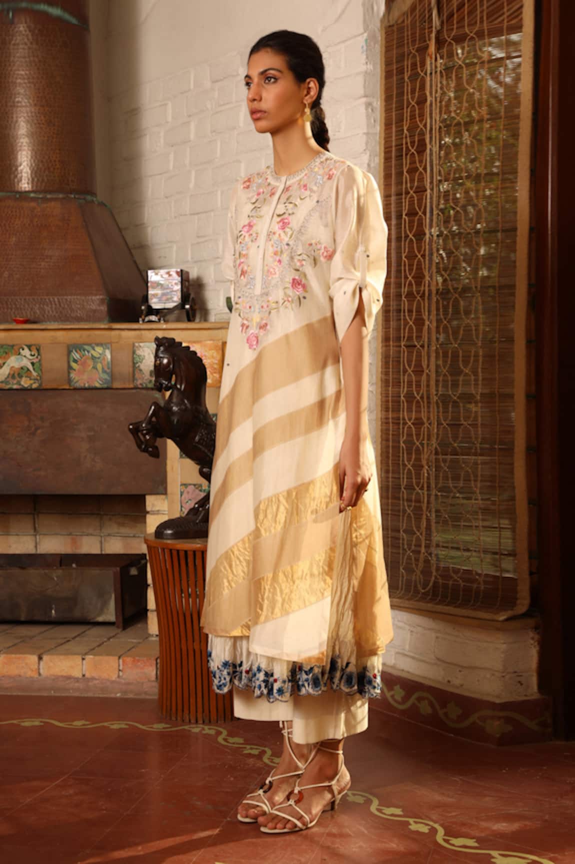 Prama By Pratima Pandey Silk Maheshwari Kurta Set