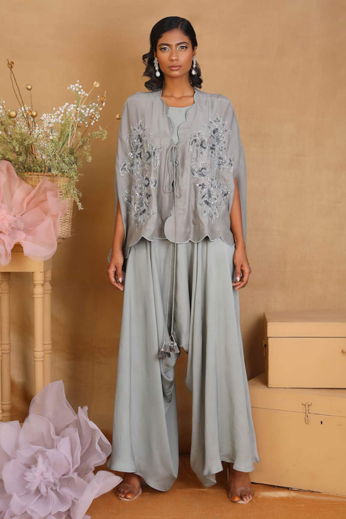 Nayantara Couture Silk Jacket & Dhoti Pant Set