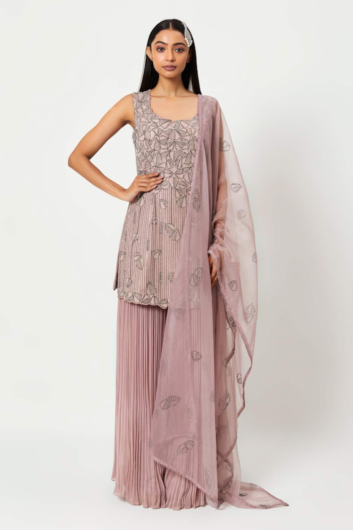 Rishi And Soujit Swarovski Embellished Kurta Sharara Set