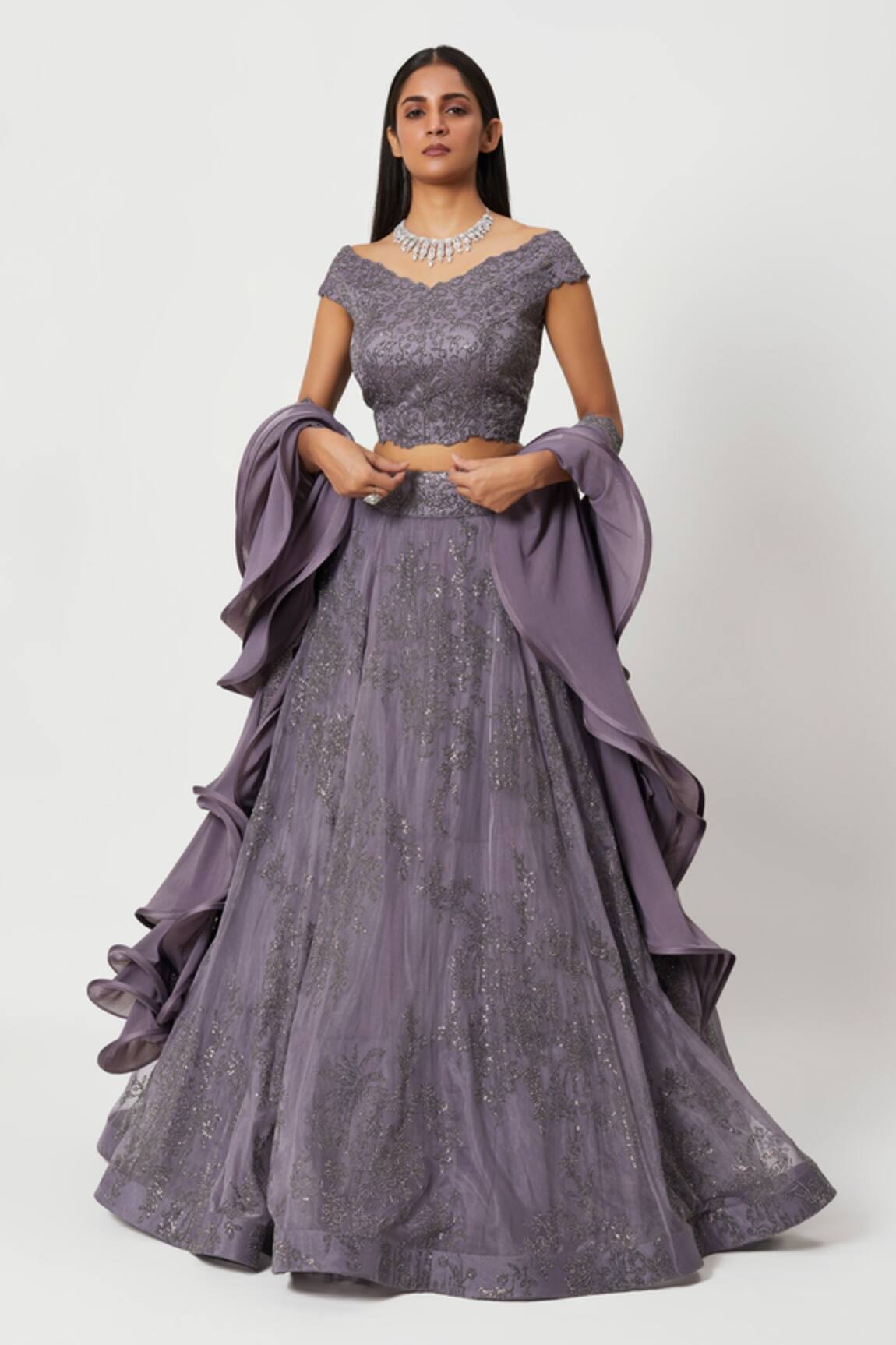 Rishi And Soujit Swarovski Embroidered Lehenga Set