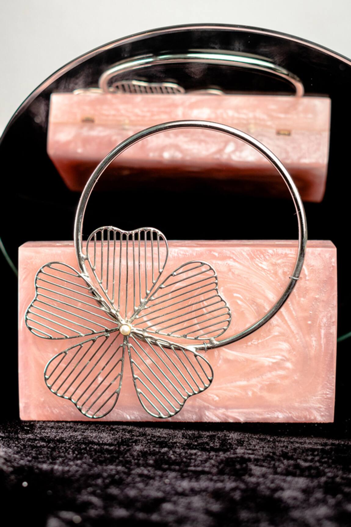 NR BY NIDHI RATHI Resin Floral Carved Clutch Bag