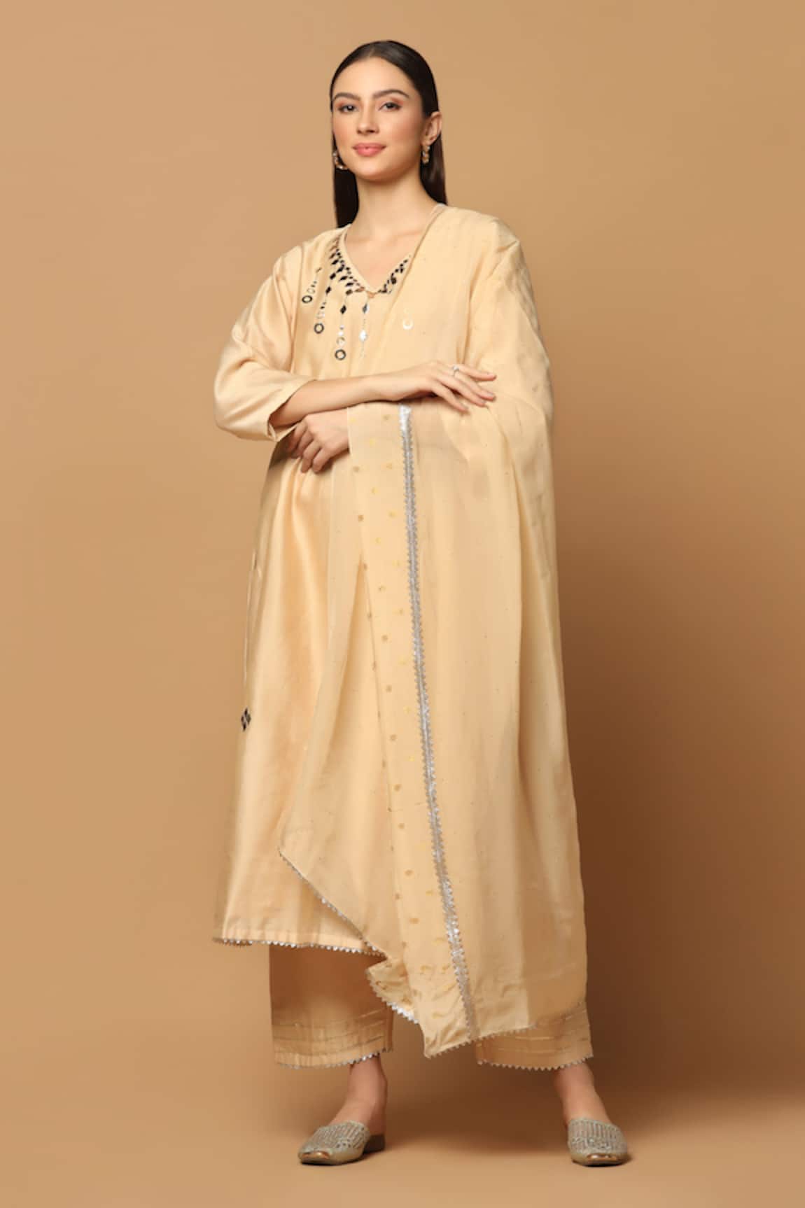 Two Sisters By Gyans Cotton Chanderi Kurta Set