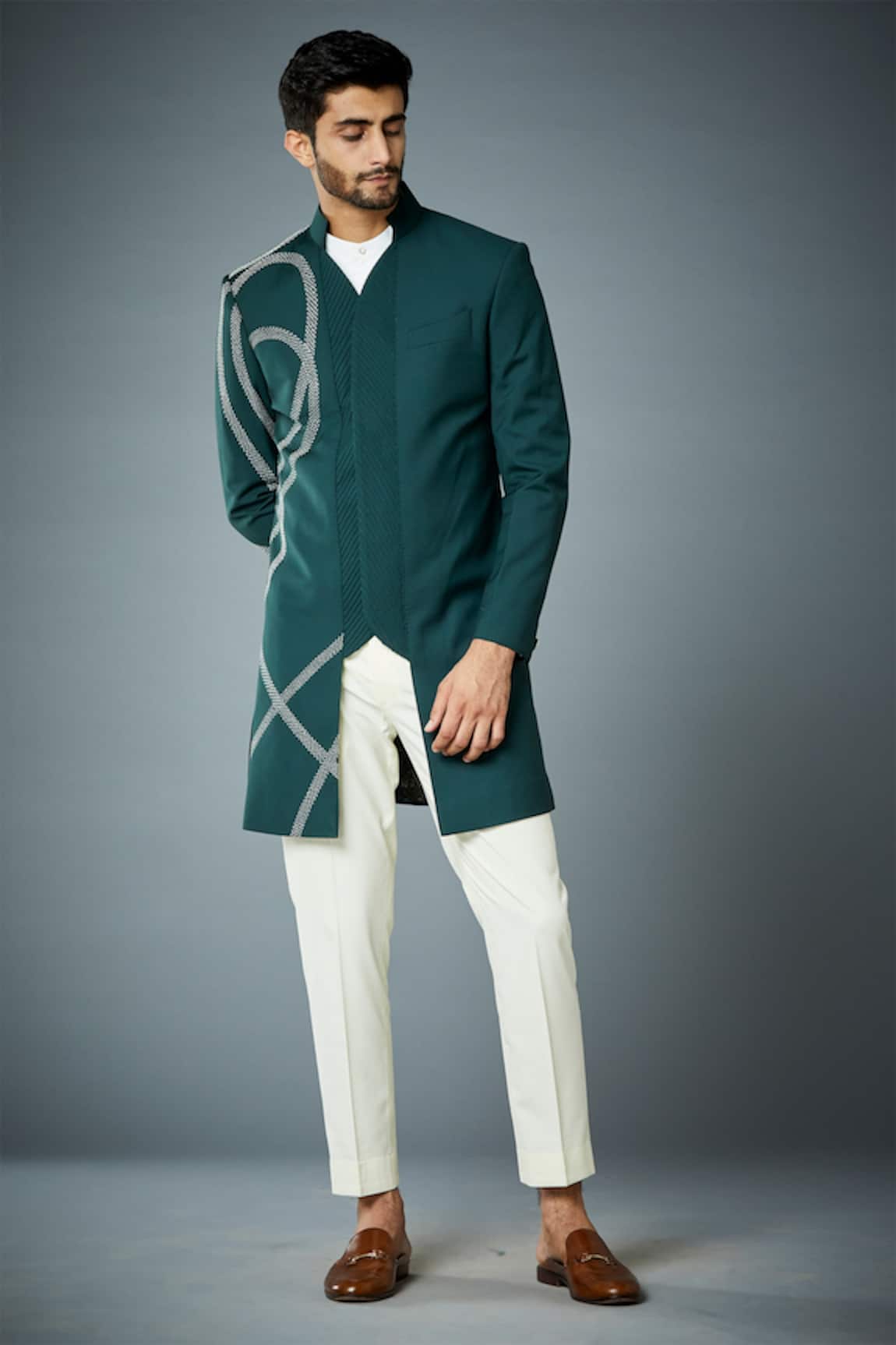 Gargee Designers Viper Embroidered Bandhgala Set