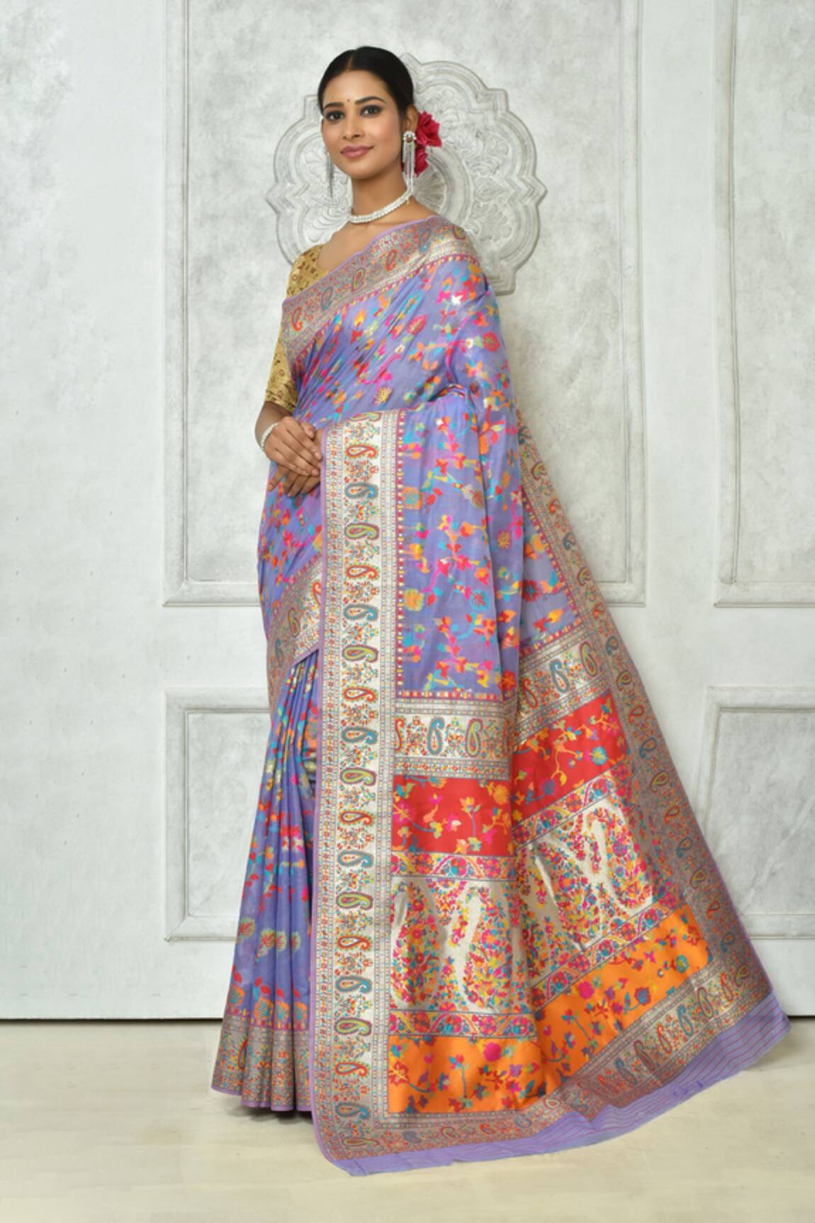 Nazaakat by Samara Singh Paisley Pattern Saree With Running Blouse