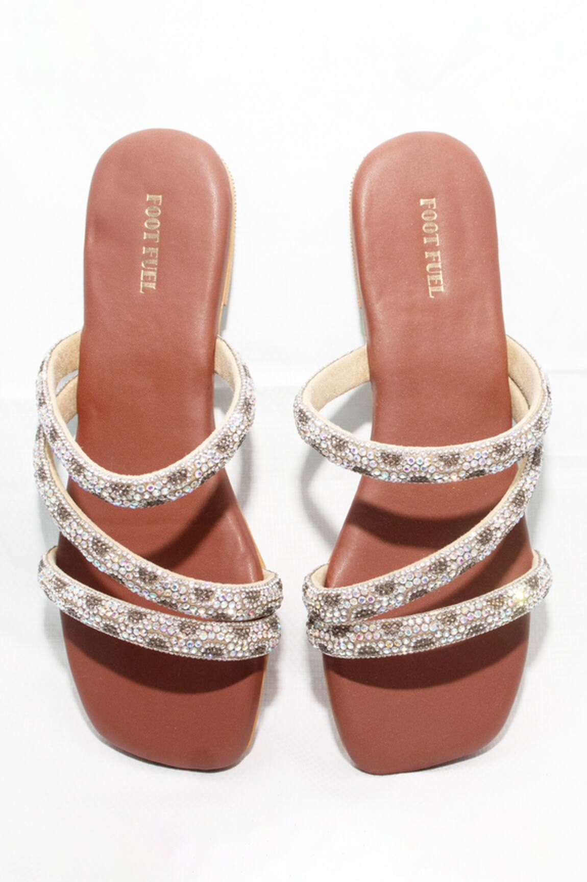 Foot Fuel Inari Stone Studded Strappy Flats