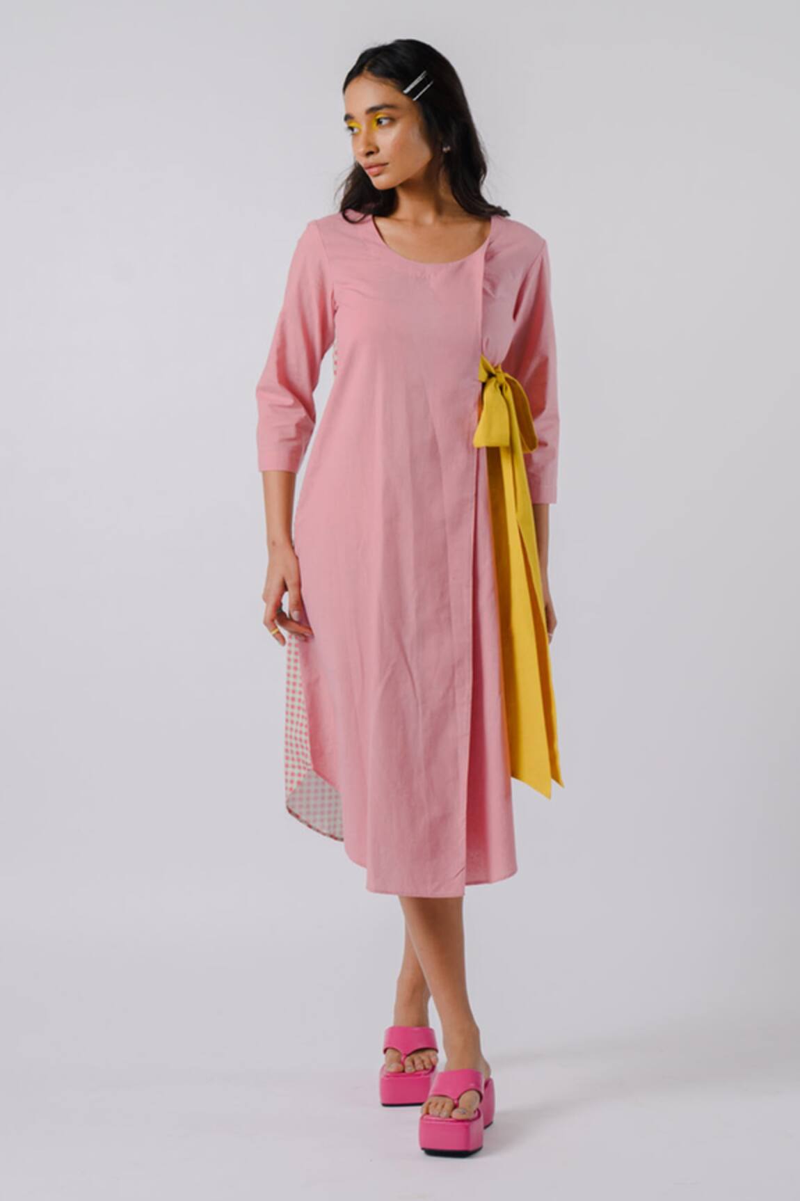 Tussah By Siddhi Shah Contrast Bow Detail Cotton Dress