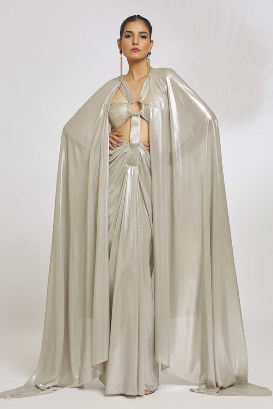Amit Aggarwal Front Cut Out Draped Gown