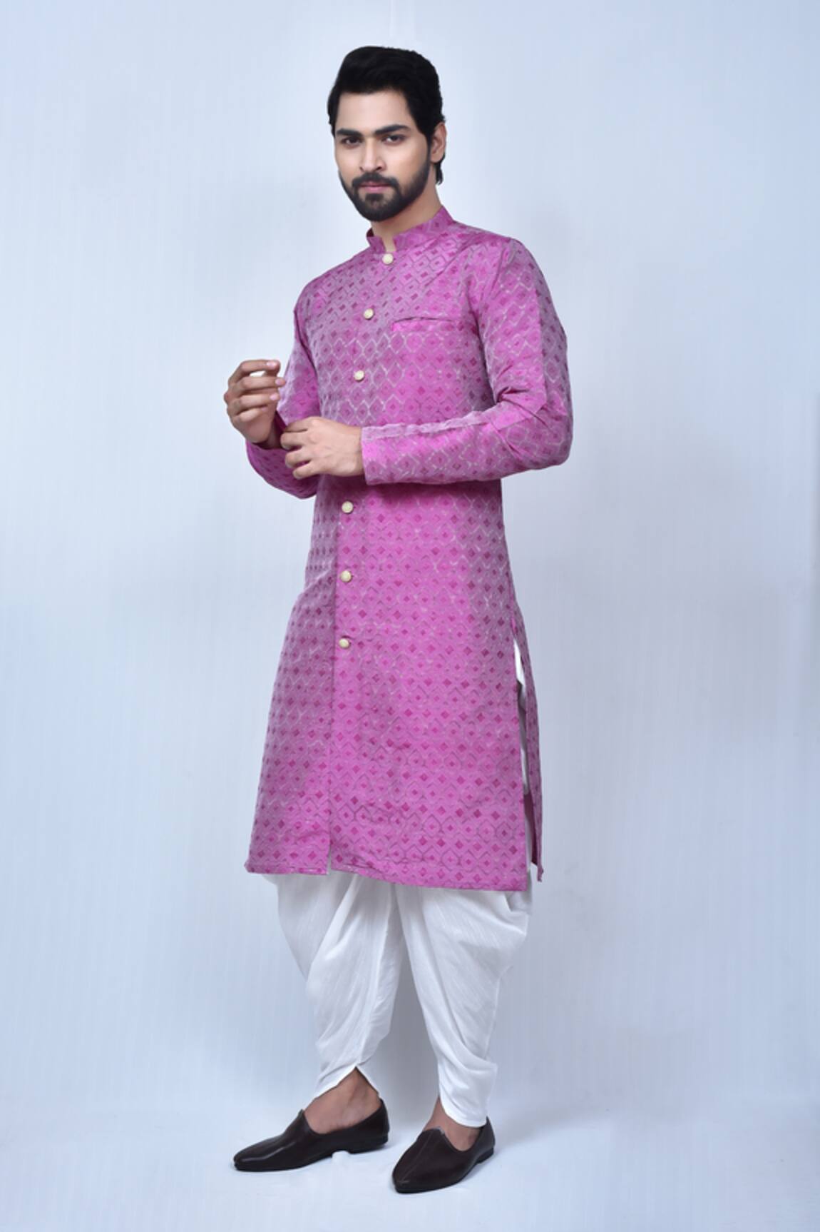 Khwaab by Sanjana Lakhani Diamond Pattern Jacquard Kurta & Cowl Pant Set