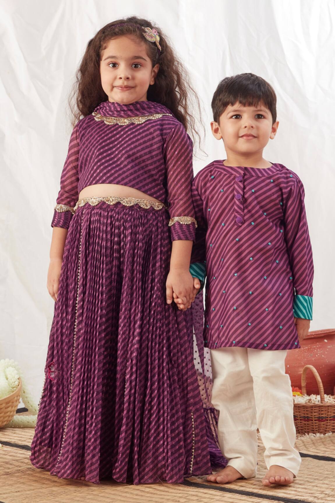 Vivedkids Cotton Stripe Pattern Kurta And Pant Set 