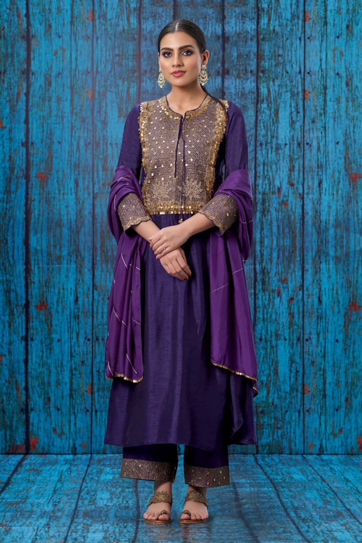 Label Niti Bothra Silk Zari Work Kurta And Palazzo Set