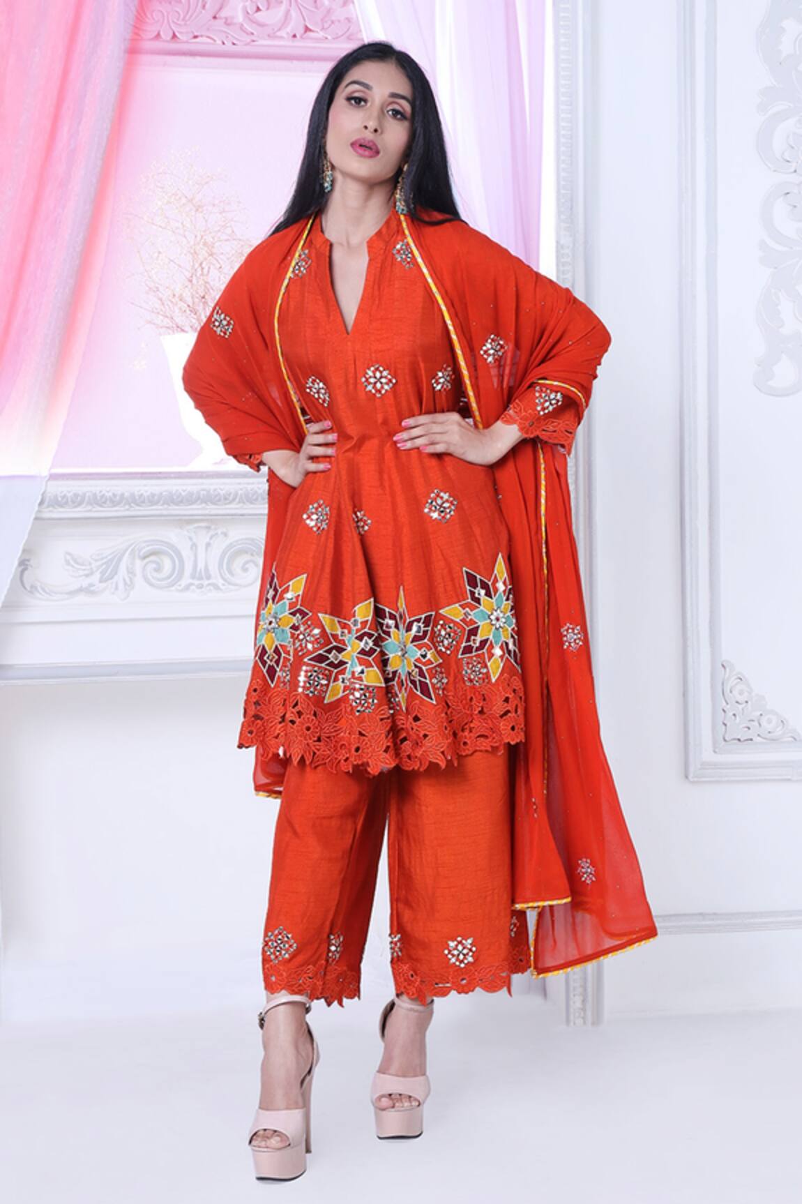 Sunita Nagi Applique Embroidered Anarkali Palazzo Set