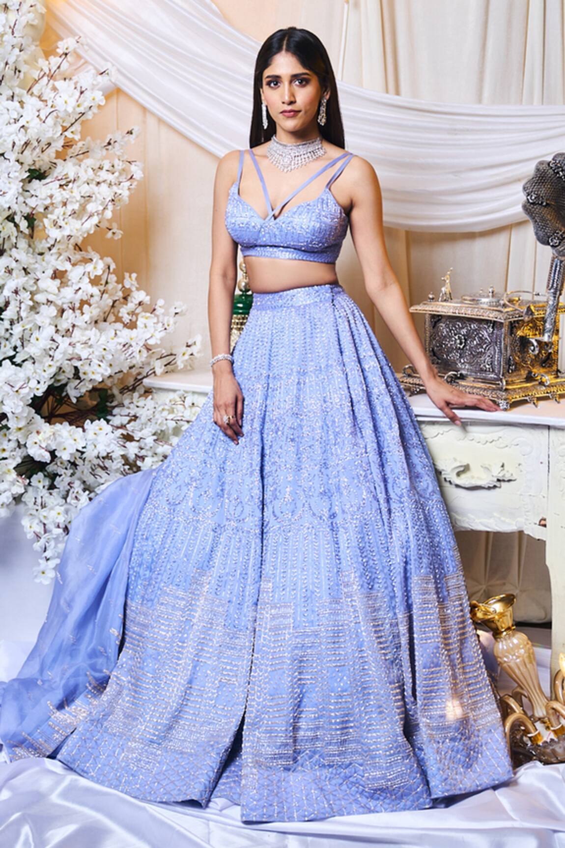 Varun Chakkilam Chevron Pattern Lehenga Set