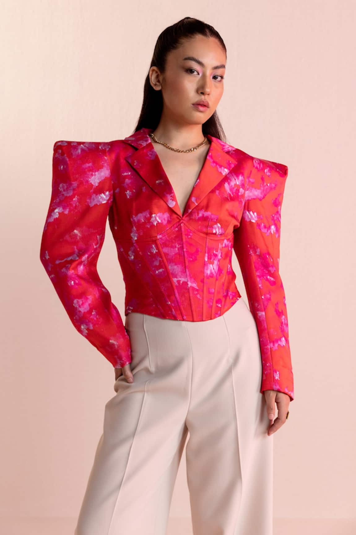 Joskai Studio Digital Print Blazer Style Top