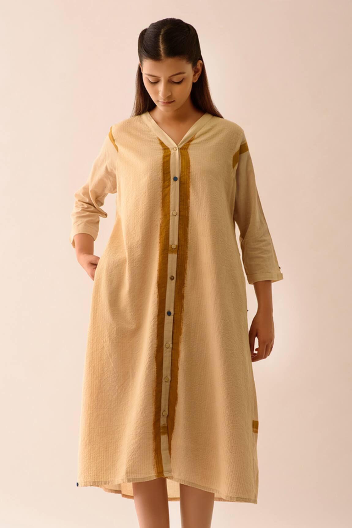 JAYATI GOENKA Hand Painted Upcycled Seersucker Dress