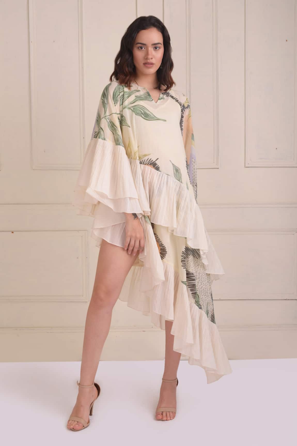 Shwetanga Organic Cotton Asymmetric Kaftan Dress 