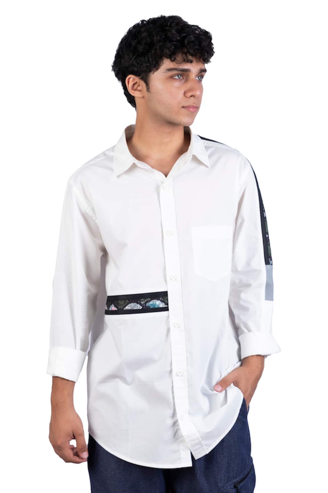 Theorem Cotton Panelled Shirt