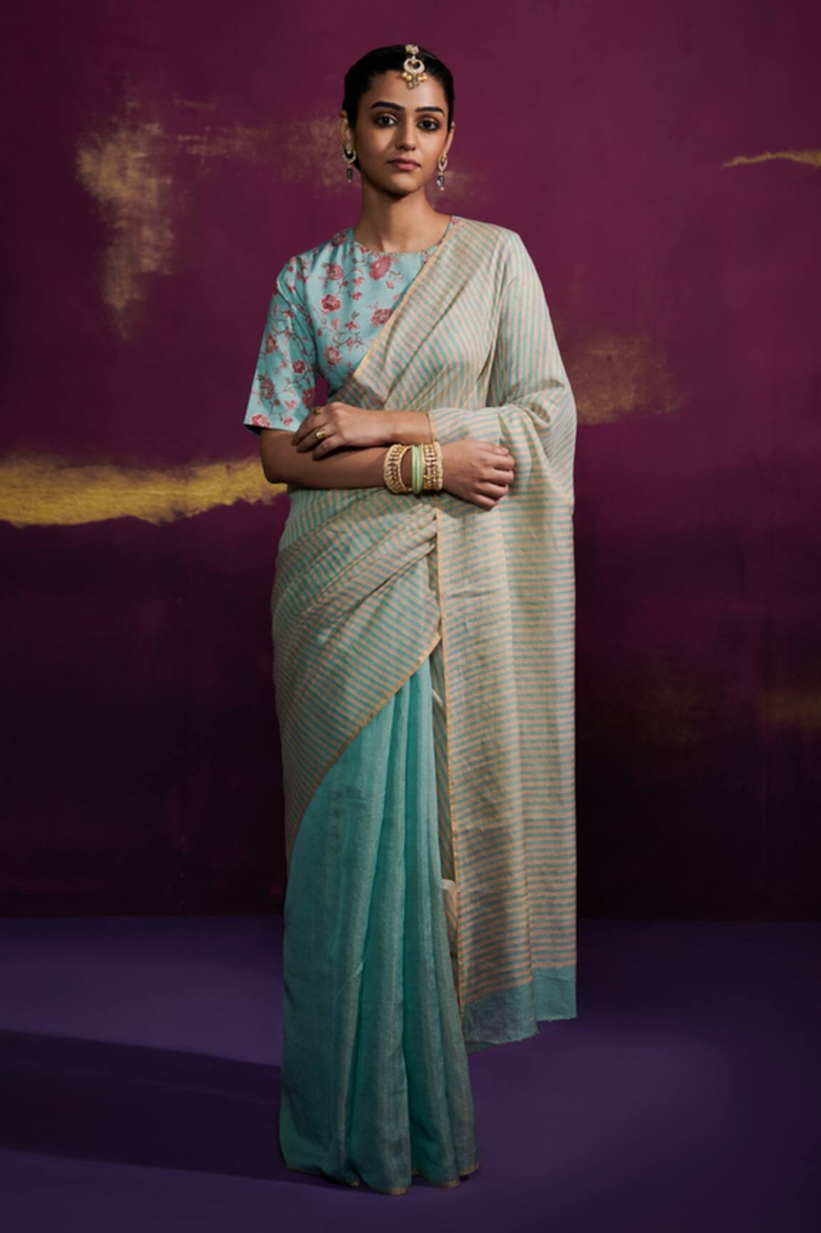 Dressfolk Stripe Pattern Handloom Saree
