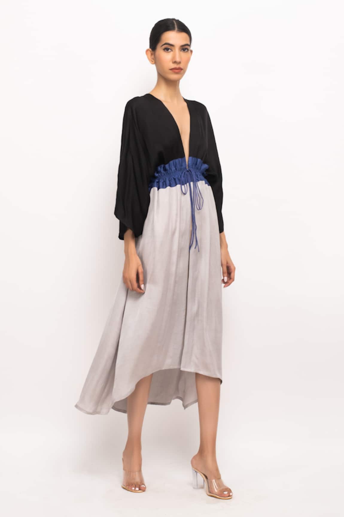 Neora By Nehal Chopra Color Blocked High-Low Cape