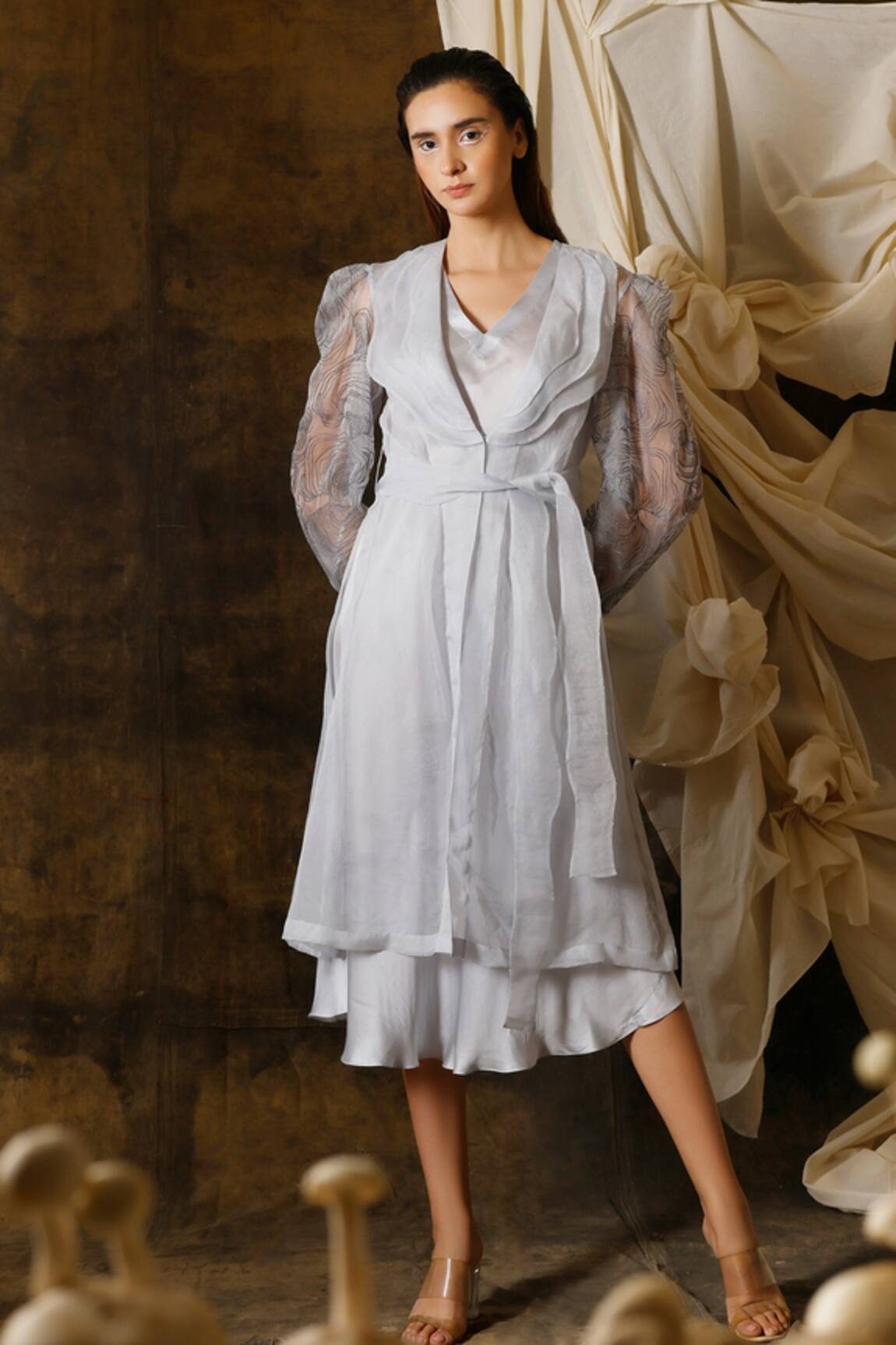 Eclat by Prerika Jalan Embroidered Dress With Belt