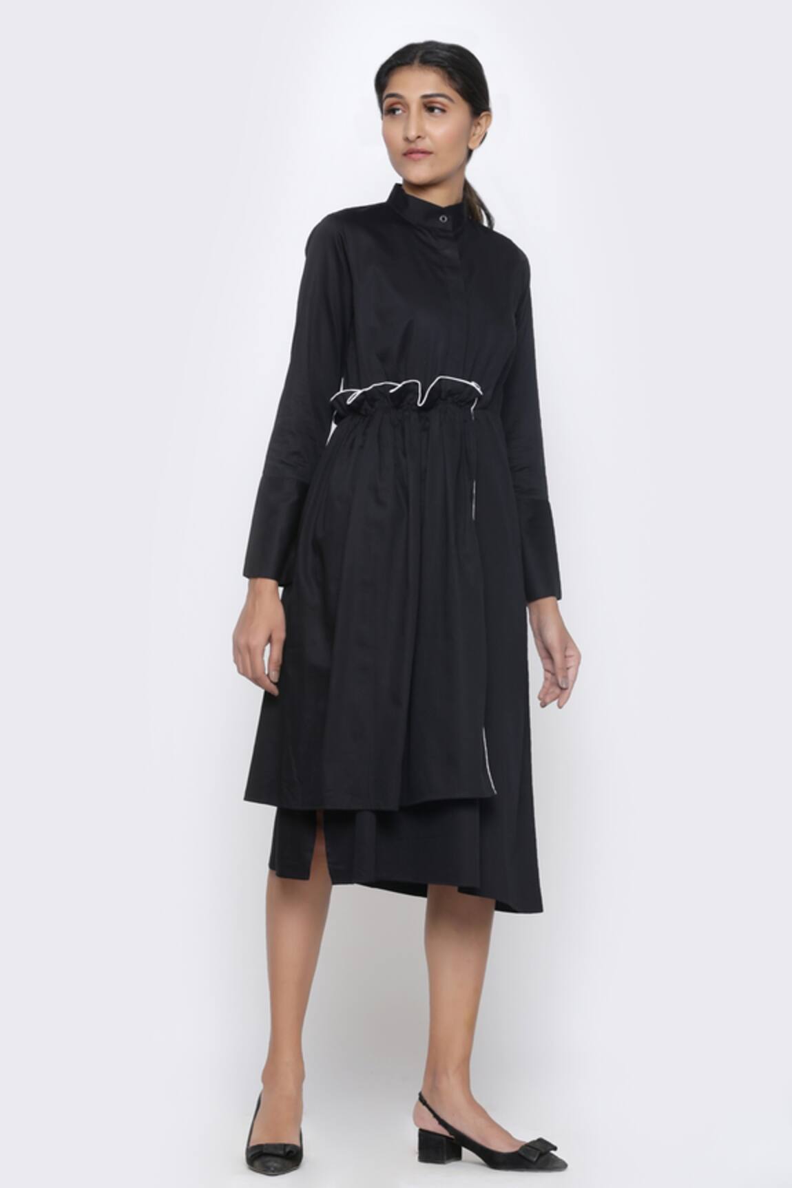 Escape By Aishwarya Frill Detail High Neck Midi Dress 