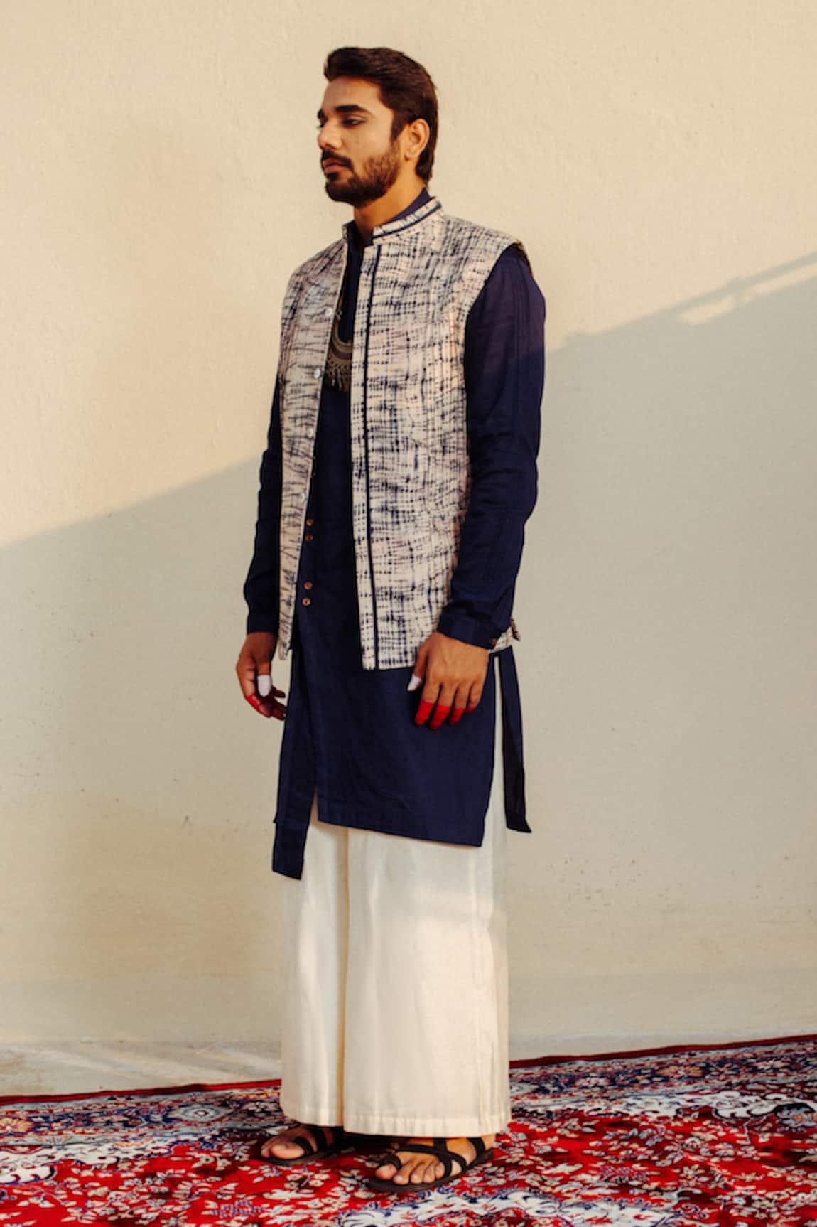 Ankita Lath Mandarin Collar Kurta Bundi Set