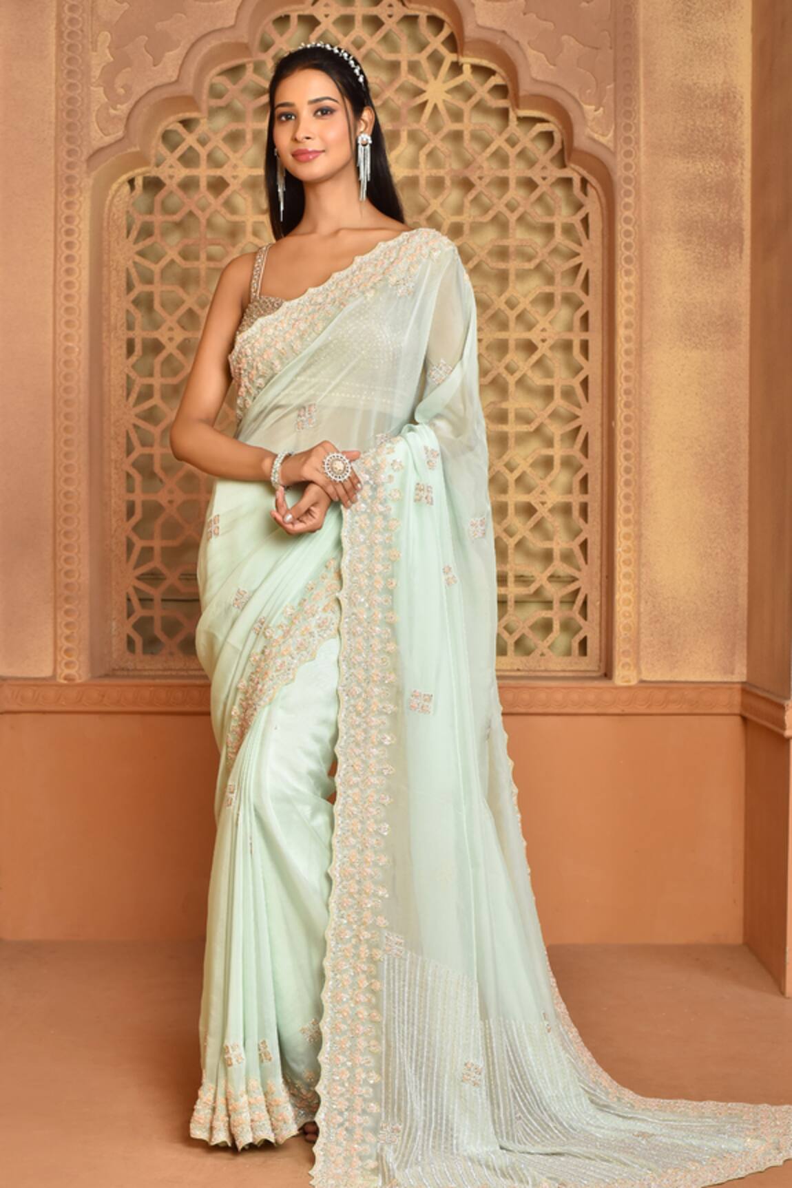 Kalighata Twinkle Embroidered Saree With Blouse 