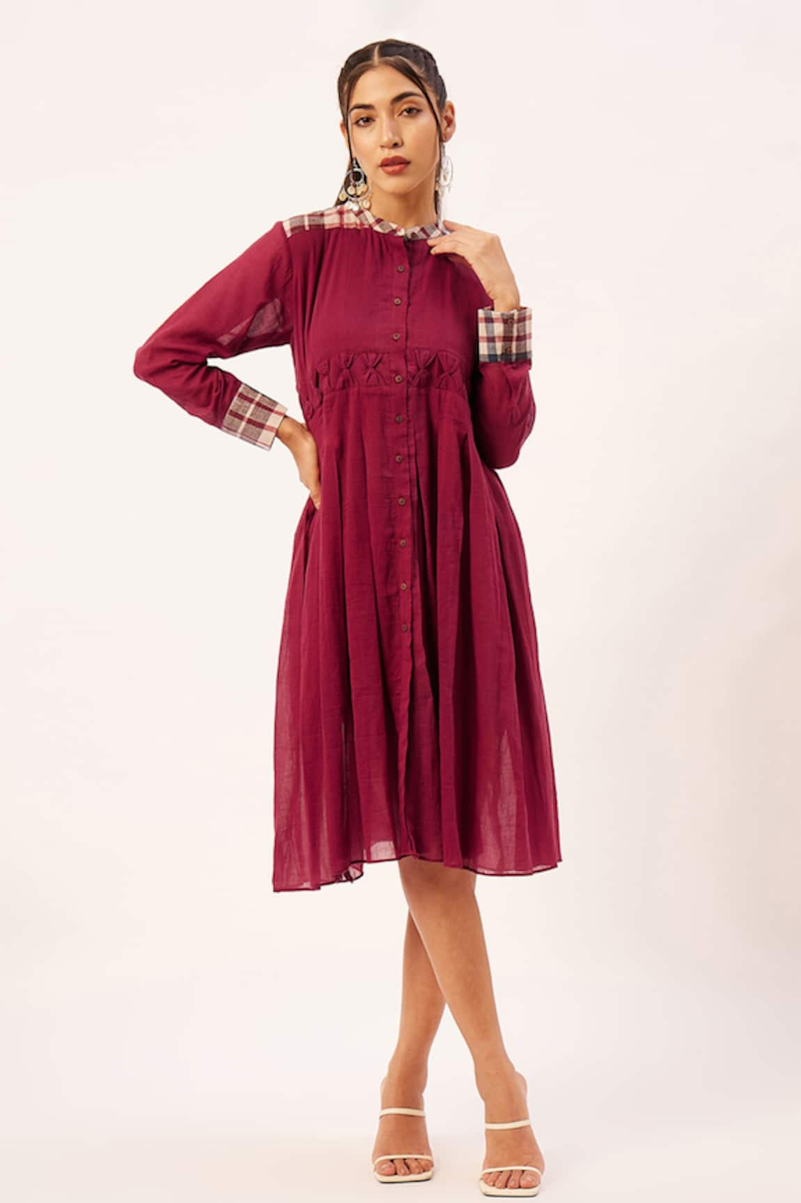 Zariya the Label Placed Checkered Pattern Tunic