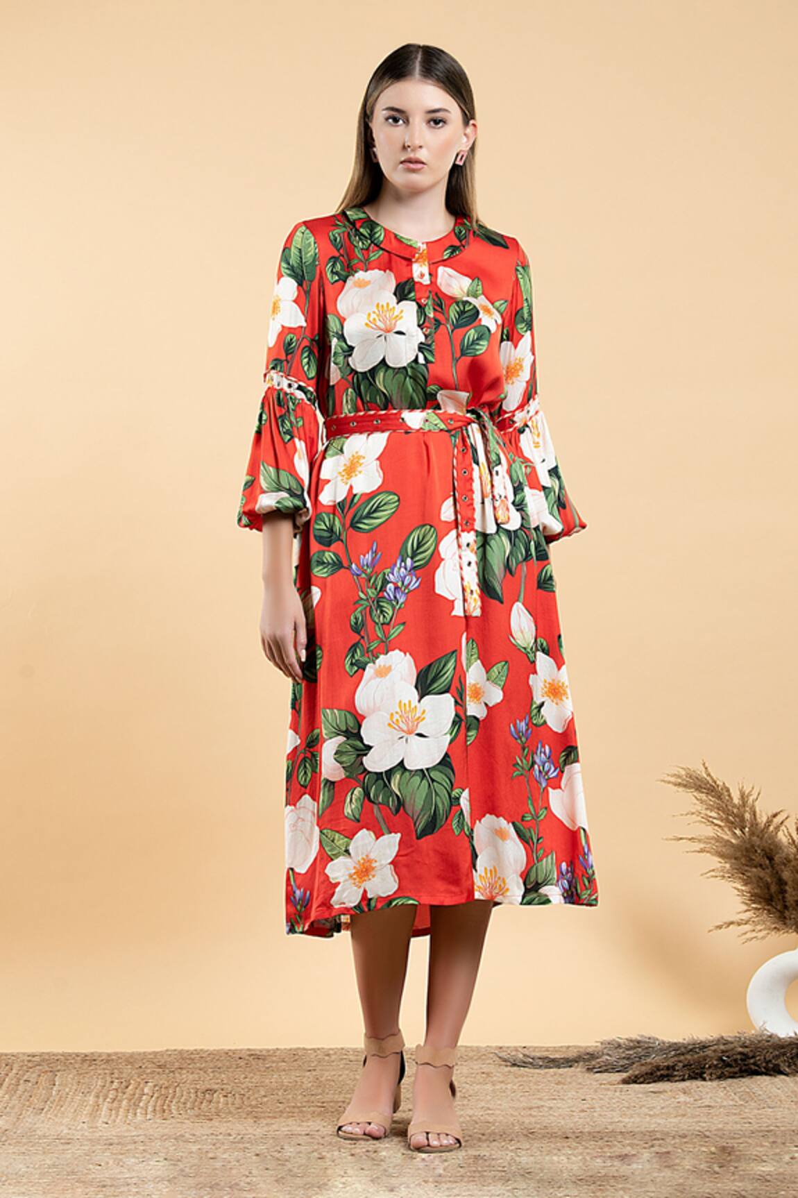 Divi By Sonal Khandelwal Wild Rose Print A-Line Dress