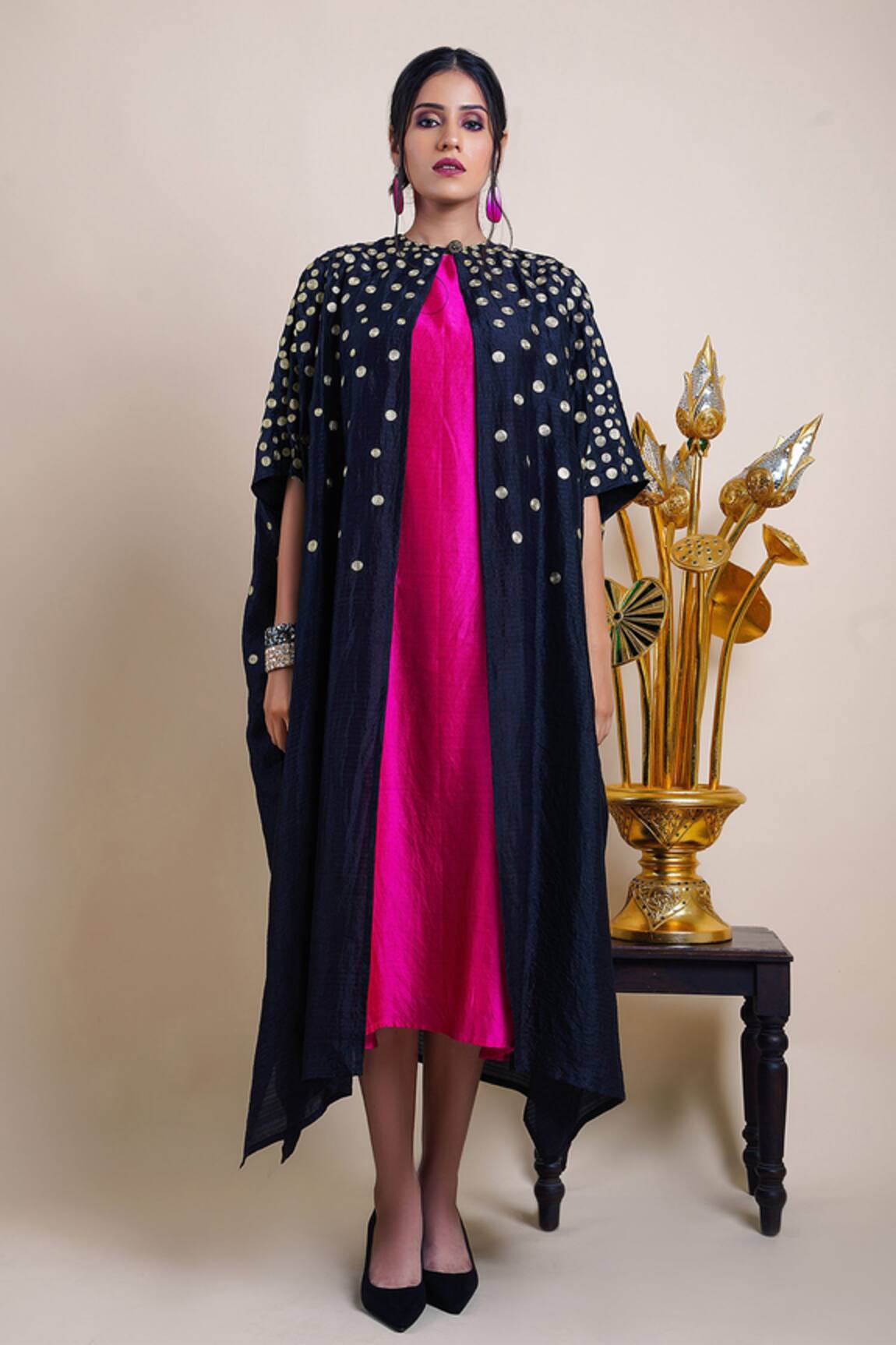 Bhusattva A-Line Dress With Cape