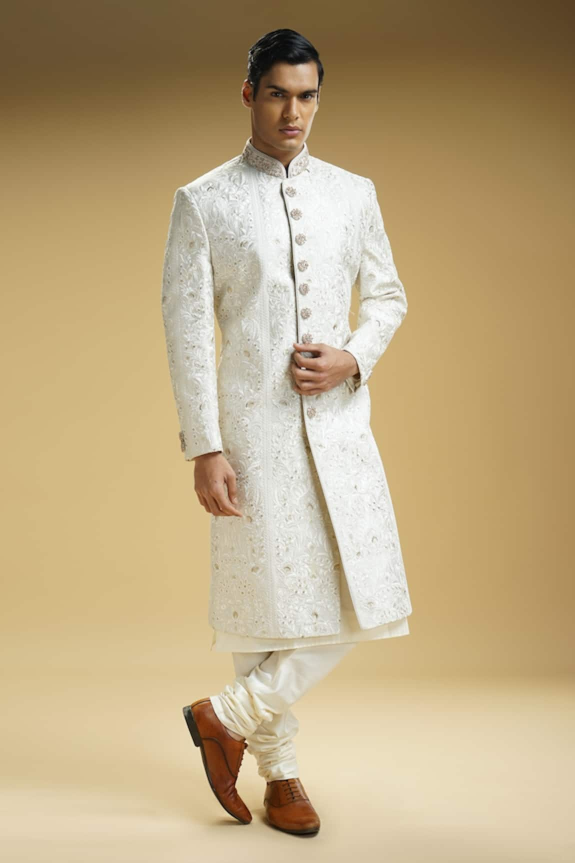 Kommal Sood Flower Embroidered Sherwani Jacket Set