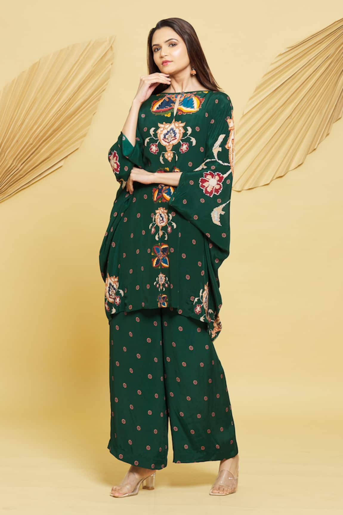 Rajat K Tangri Abstract Floral Pattern Kaftan Tunic & Pant Set
