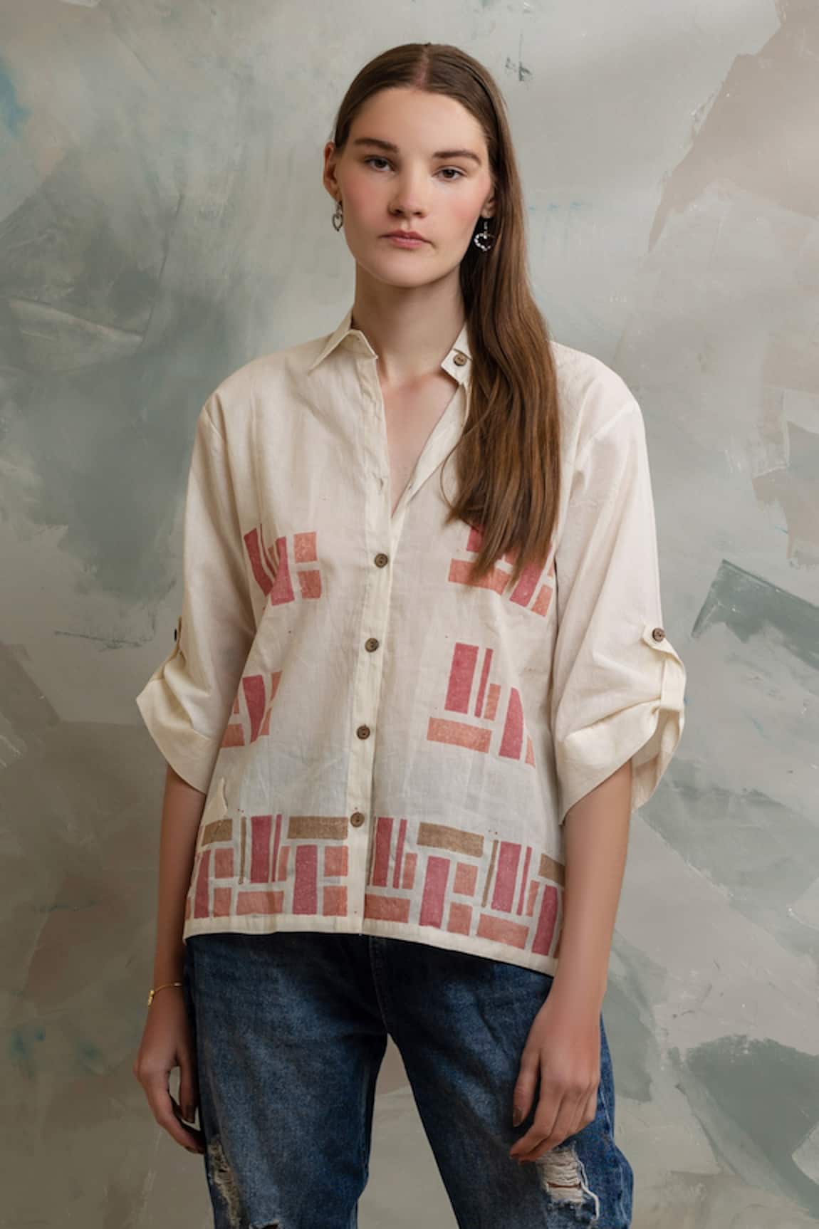 Silkwaves Geometric Print Shirt