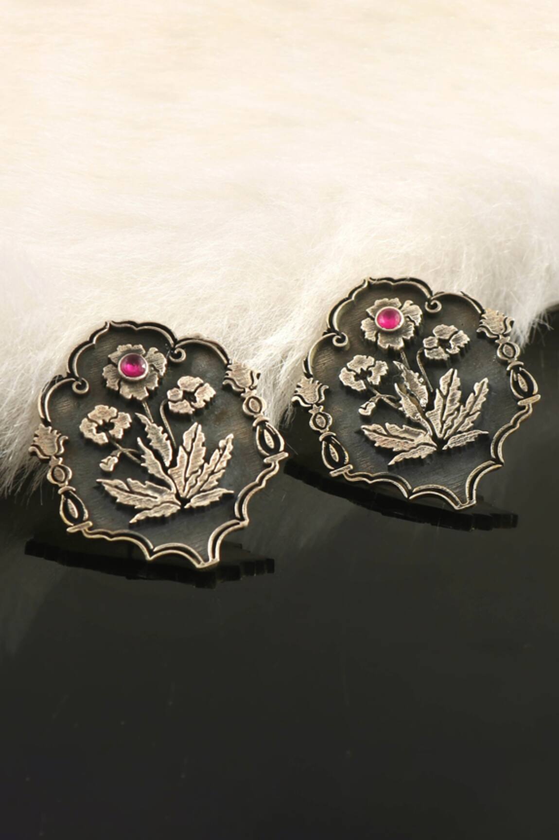 Palace of Silver Floral Embellished Stud Earrings