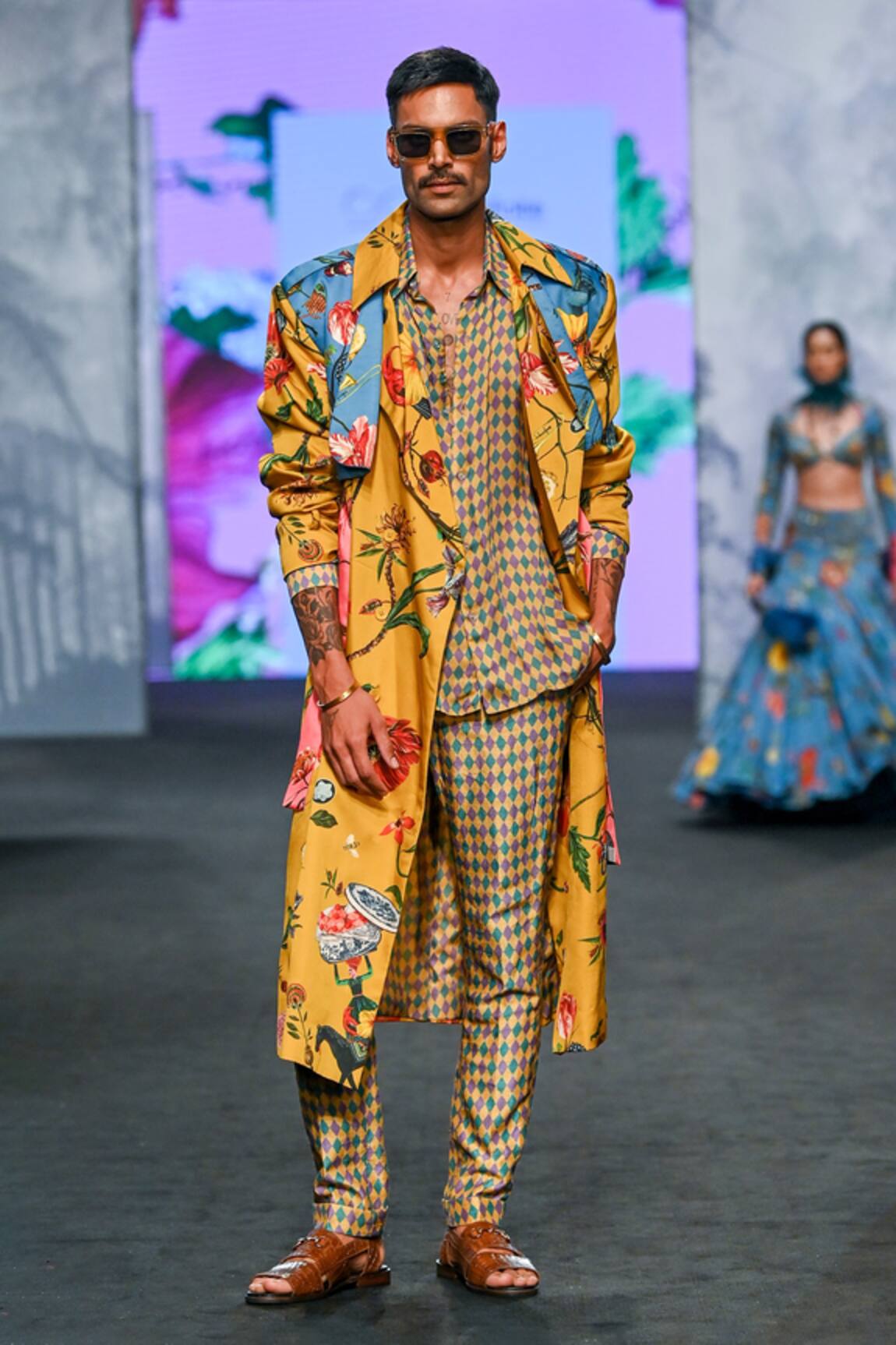 Mahima Mahajan Botanical Floral Print Trench Coat 
