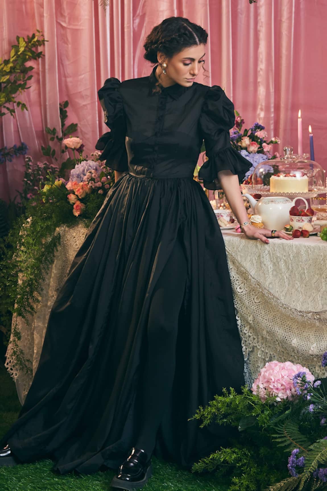 Therealb Unforgotten Tales Of Organza Maxi Shirt Dress With Bustier 