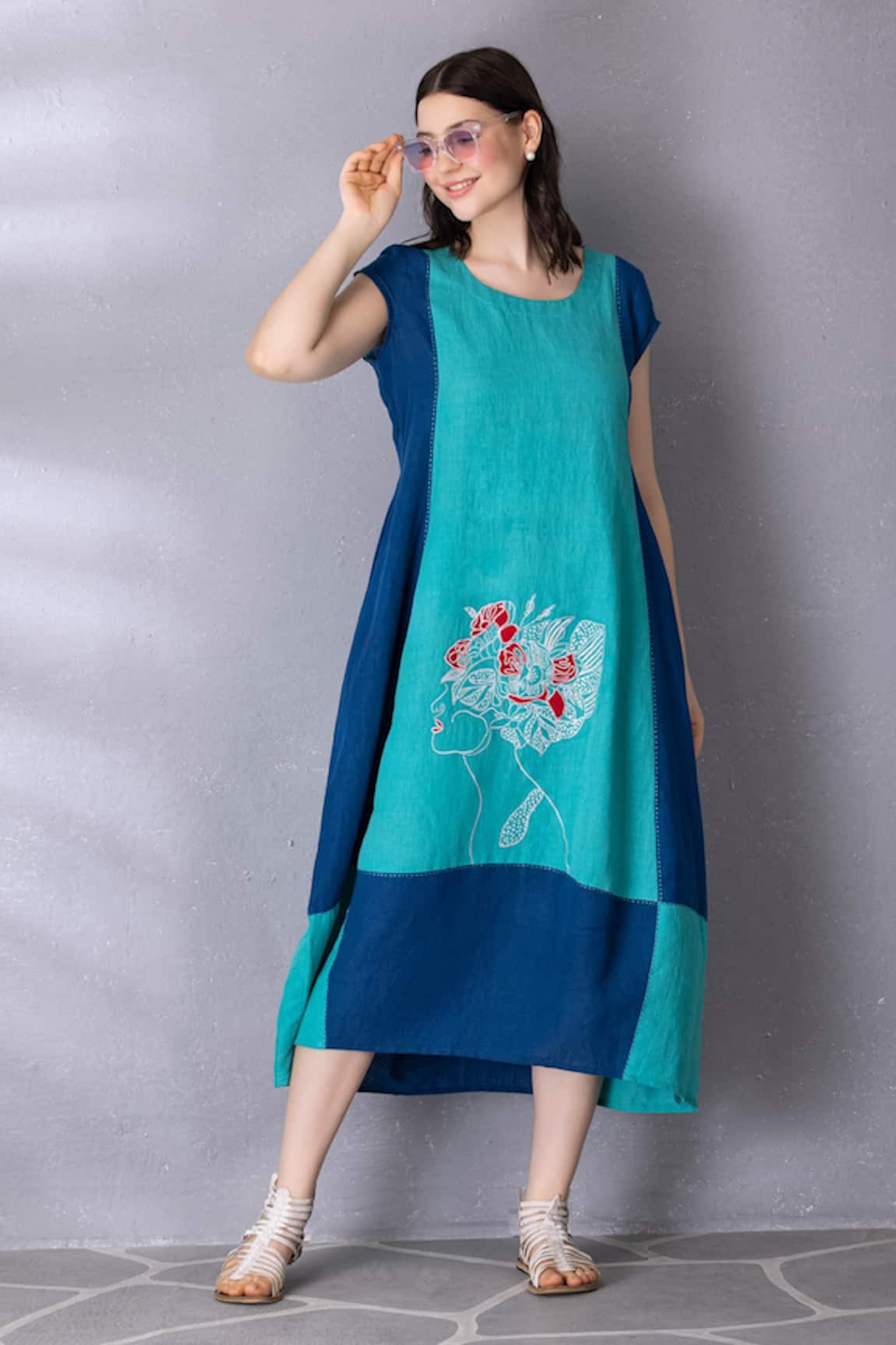 Tanu Malhotra Flared Colour Block Dress
