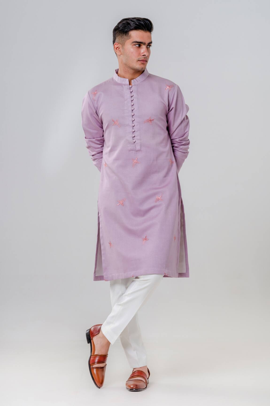 Amrit Dawani Embroidered Bird Pattern Kurta With Pant 