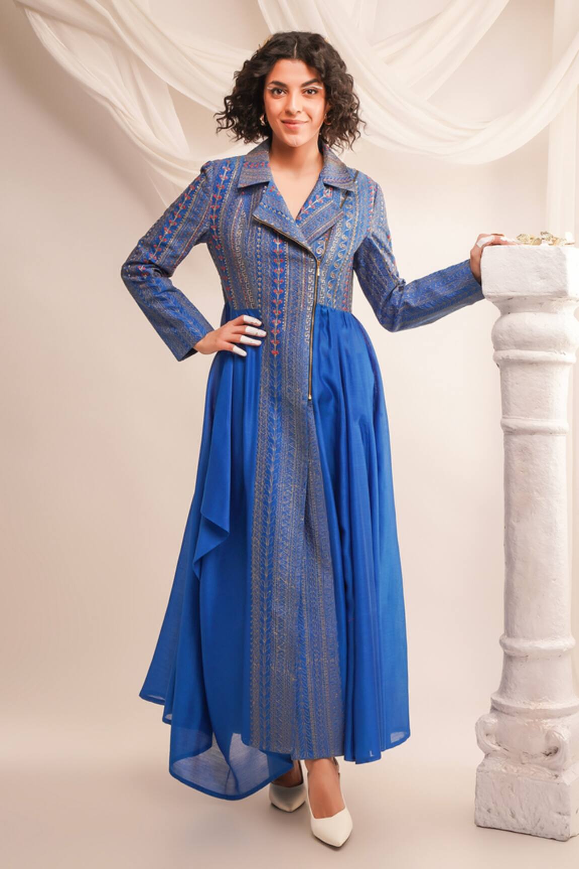 Jajaabor Textured Embroidered Anarkali & Pant Set 