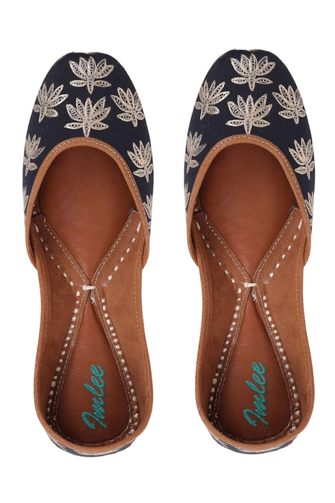 Imlee Jaipur Sombre Lotus Embroidered Juttis