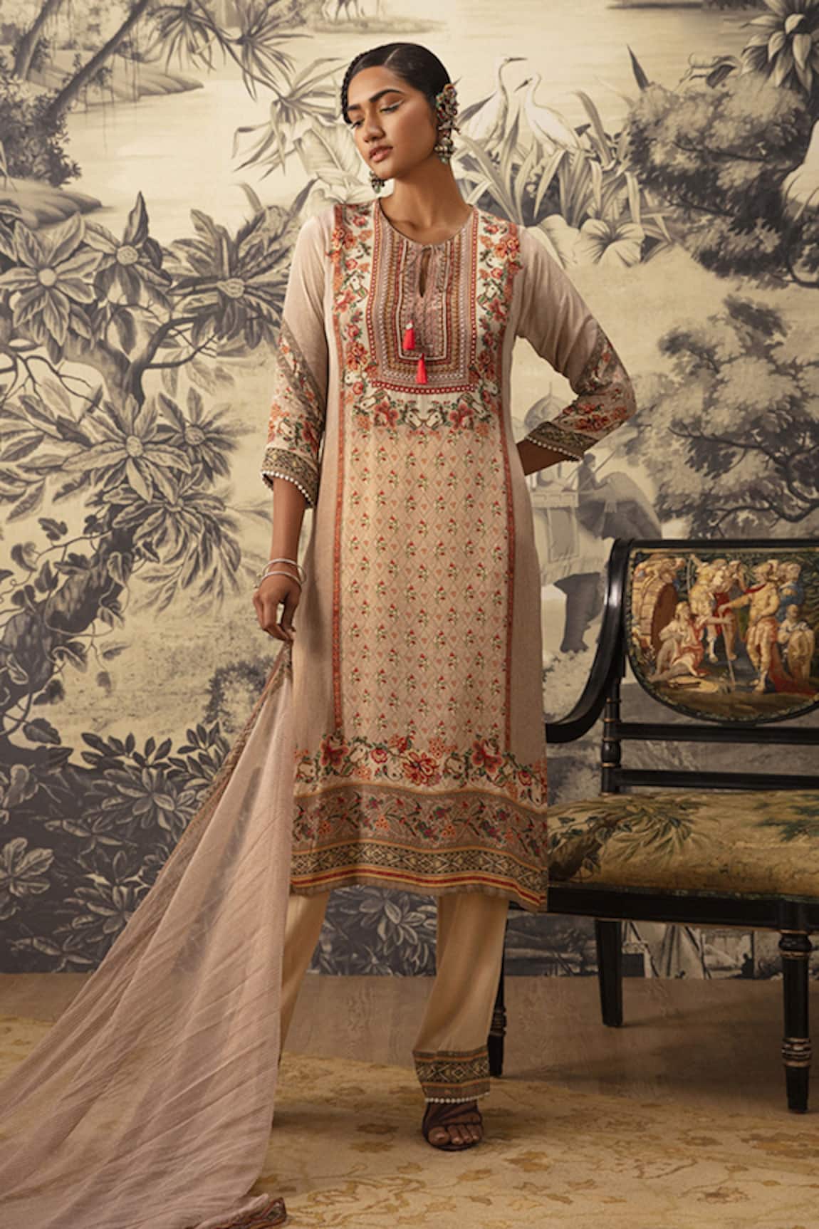 Kalista Asmee Checkered Print Kurta Set 