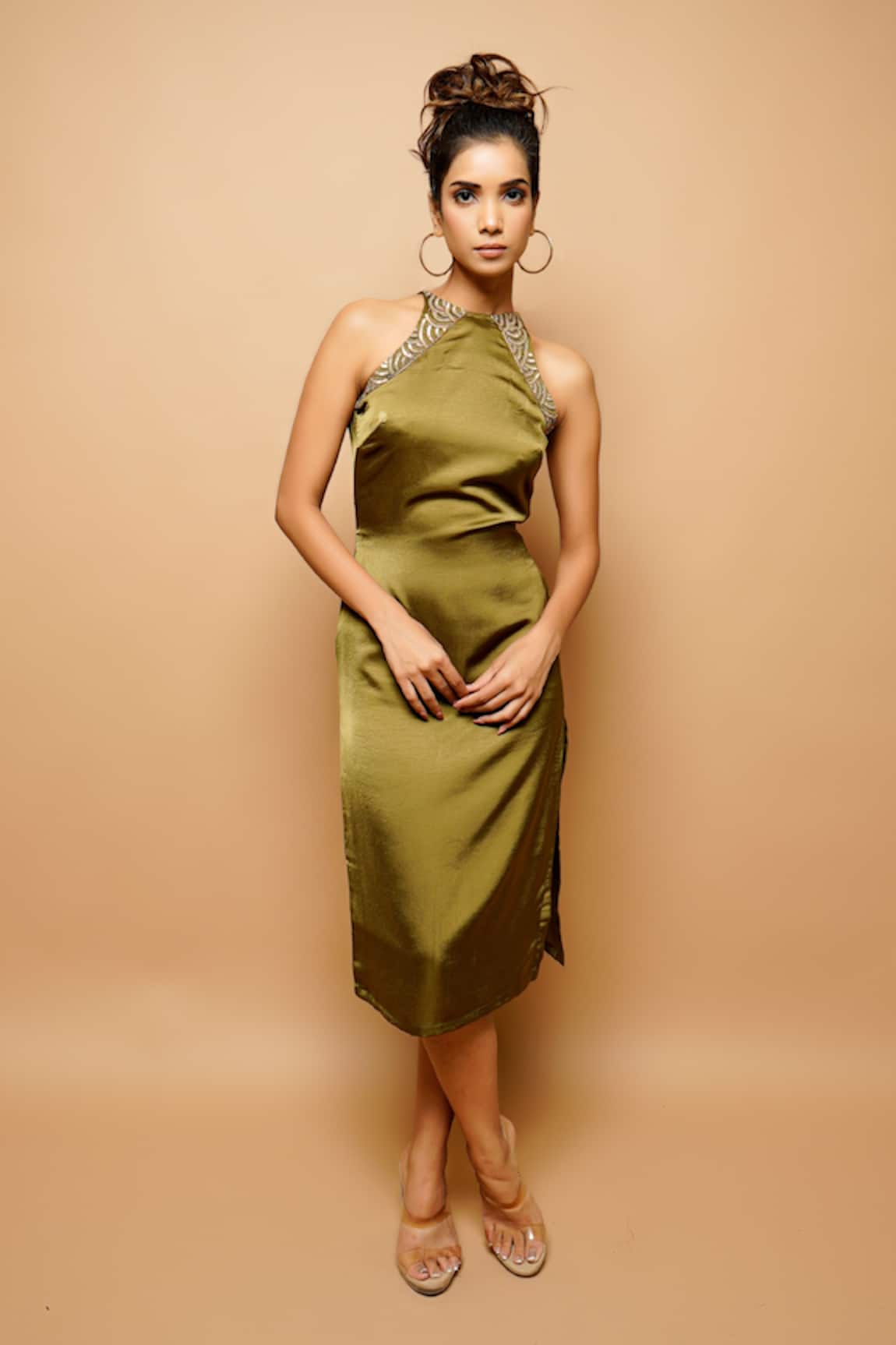 Ahi Clothing Halter Neck Satin Dress