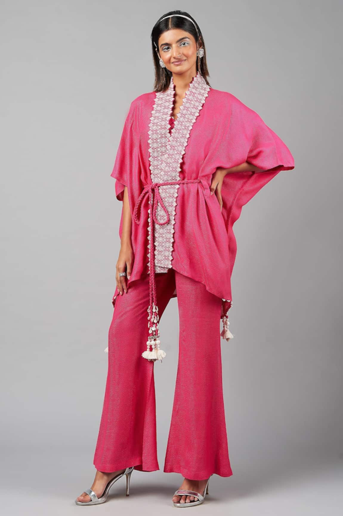 Inej Paisley Embroidered Kaftan With Bell Bottom Pant