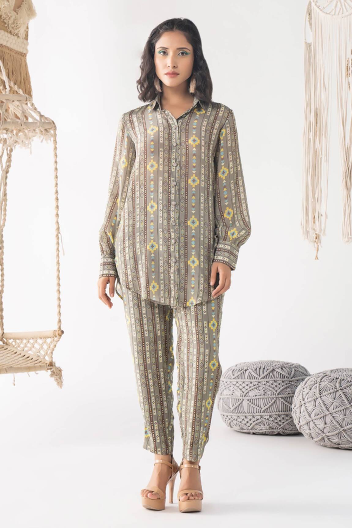 Chhavvi Aggarwal Stripe Print Shirt & Pant Set 
