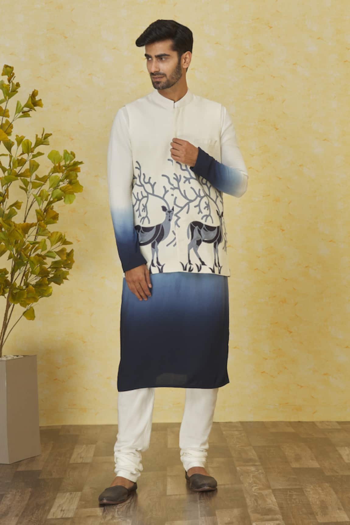 Priyanka Haralalka Deer Embroidered Bundi Ombre Kurta Set