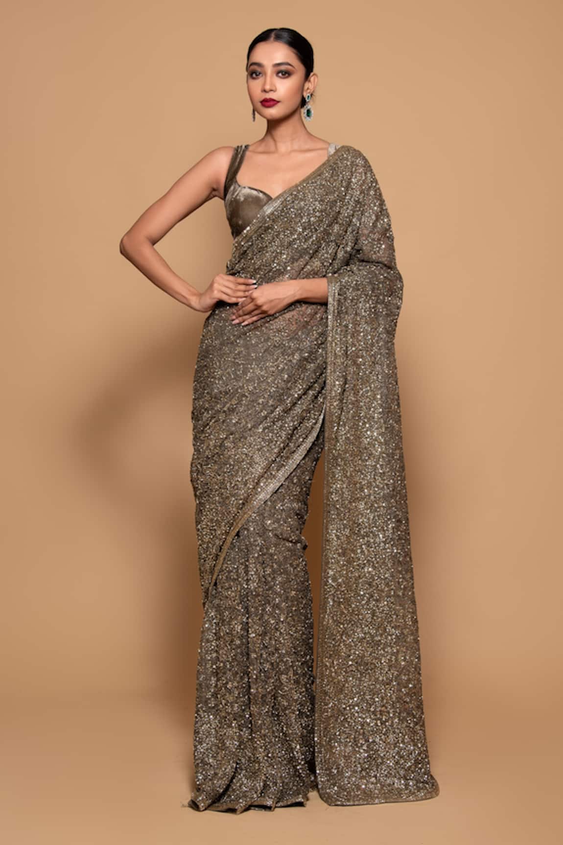 Pallavi Poddar Luka Chupi Embellished Saree With Velvet Blouse