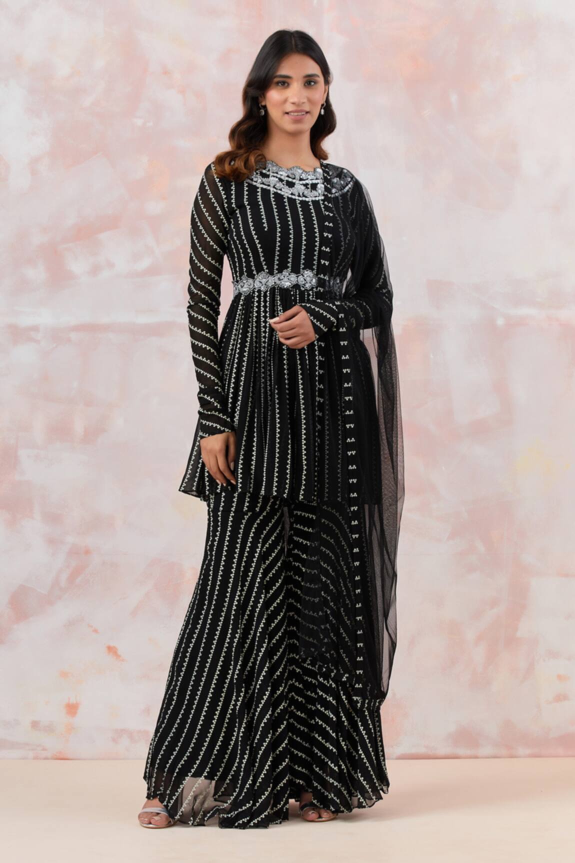 Basanti - Kapde Aur Koffee Sequin Embroidered Kurta Sharara Set